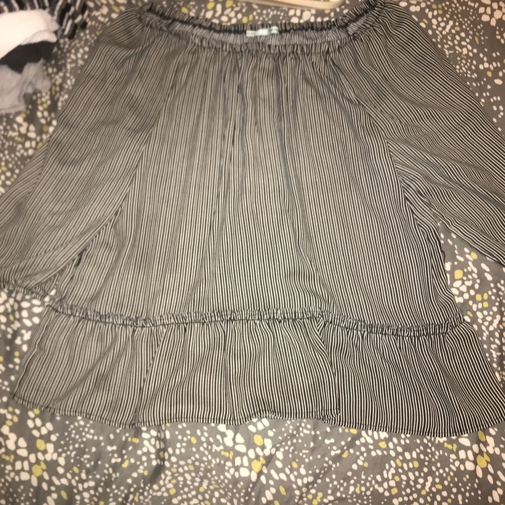 striped, off the shoulder, long sleeved Blouse